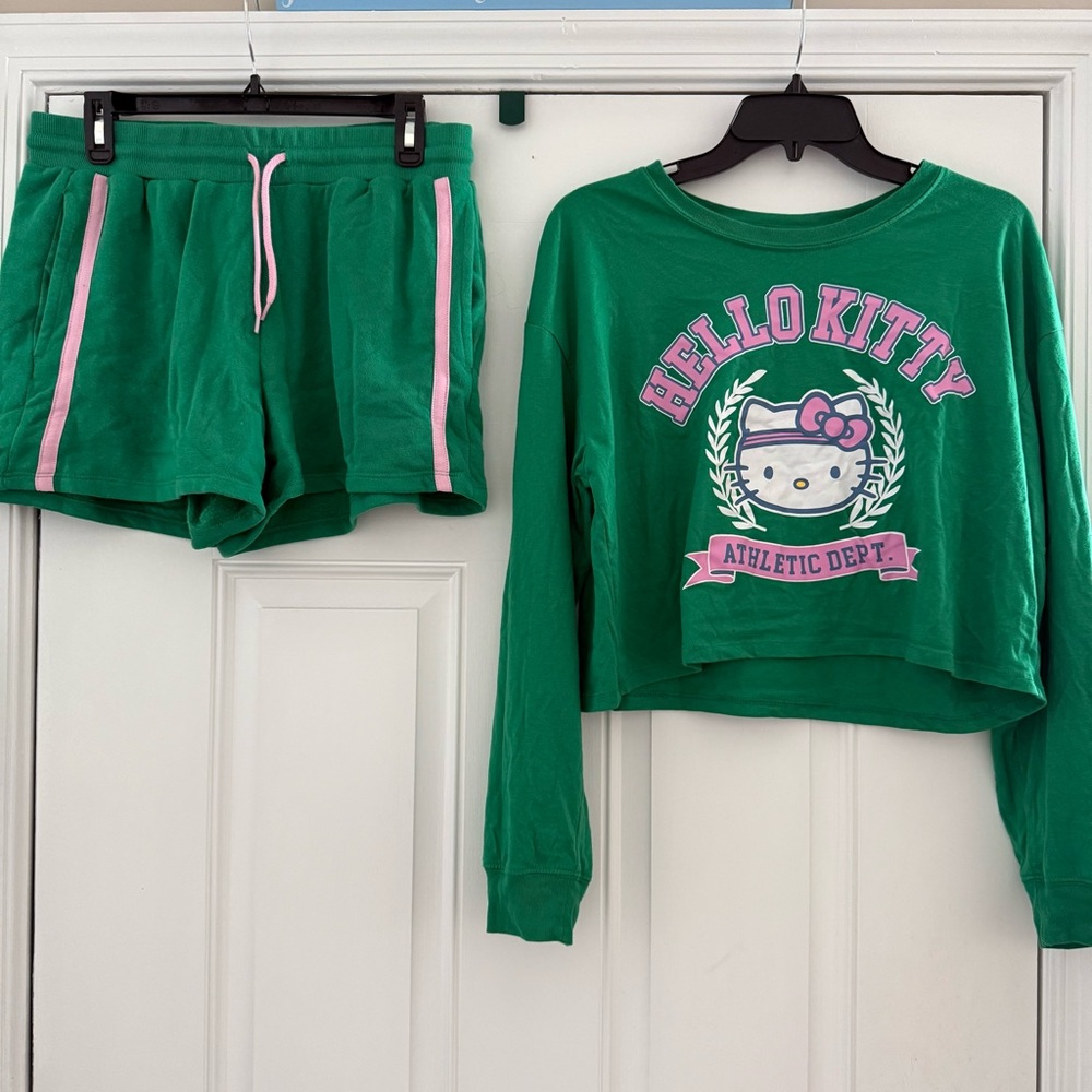 Hello Kitty Green and Pink Pajama Set